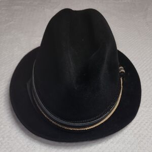 Dobbs Fifth Avenue Black Fedora Hat with Gold Accent